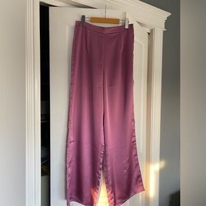 Purple Satin Wide-Leg Pants